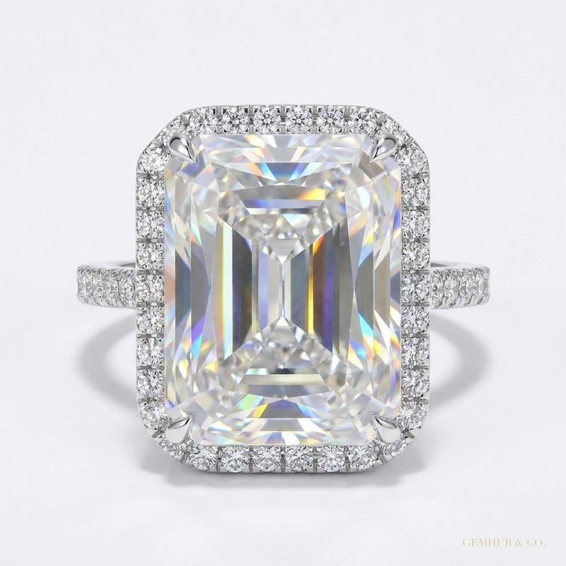 3.95 ct DEW Certified Radiant Cut Solitaire White Moissanite Ring 18K Gold Plated Verme 18K Gold Plated – white background main image