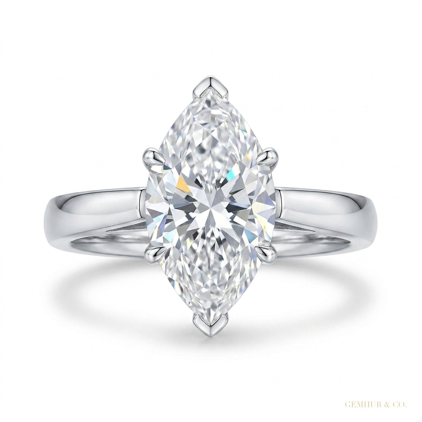 3 ct DEW Certified Marquise Cut White Moissanite Solitaire Ring For Daughter 18K Gold P 18K Gold Plated – white background main image