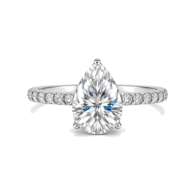 3 carat pear cut lab-grown diamond ring in 18k gold vermeil setting