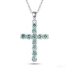 3.00 ct DEW Certified Round Cut Blue Moissanite Cross Vermeil 925 Silver Pendant – white background main image
