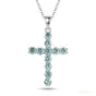 3.00 ct DEW Certified Round Cut Blue Moissanite Plus-Shape Vermeil 925 Silver Pendant
