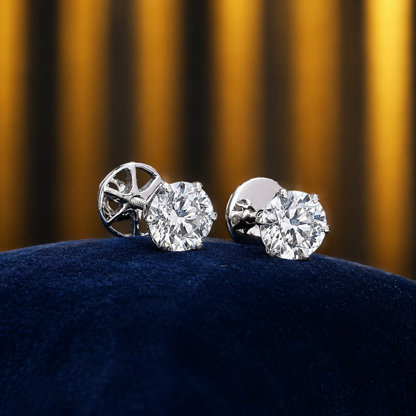 14K/18K Lab-Grown Diamond Solitaire Pear Stud Earrings