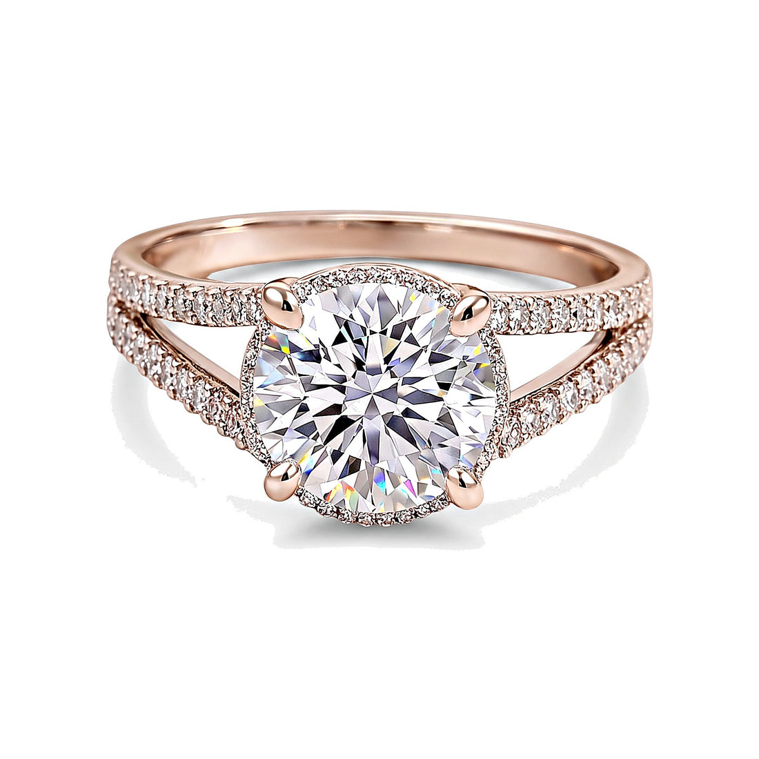 3.10 Ct Round Cut Lab Grown Diamond Ring — VS1 Clarity, 18k Gold Vermeil