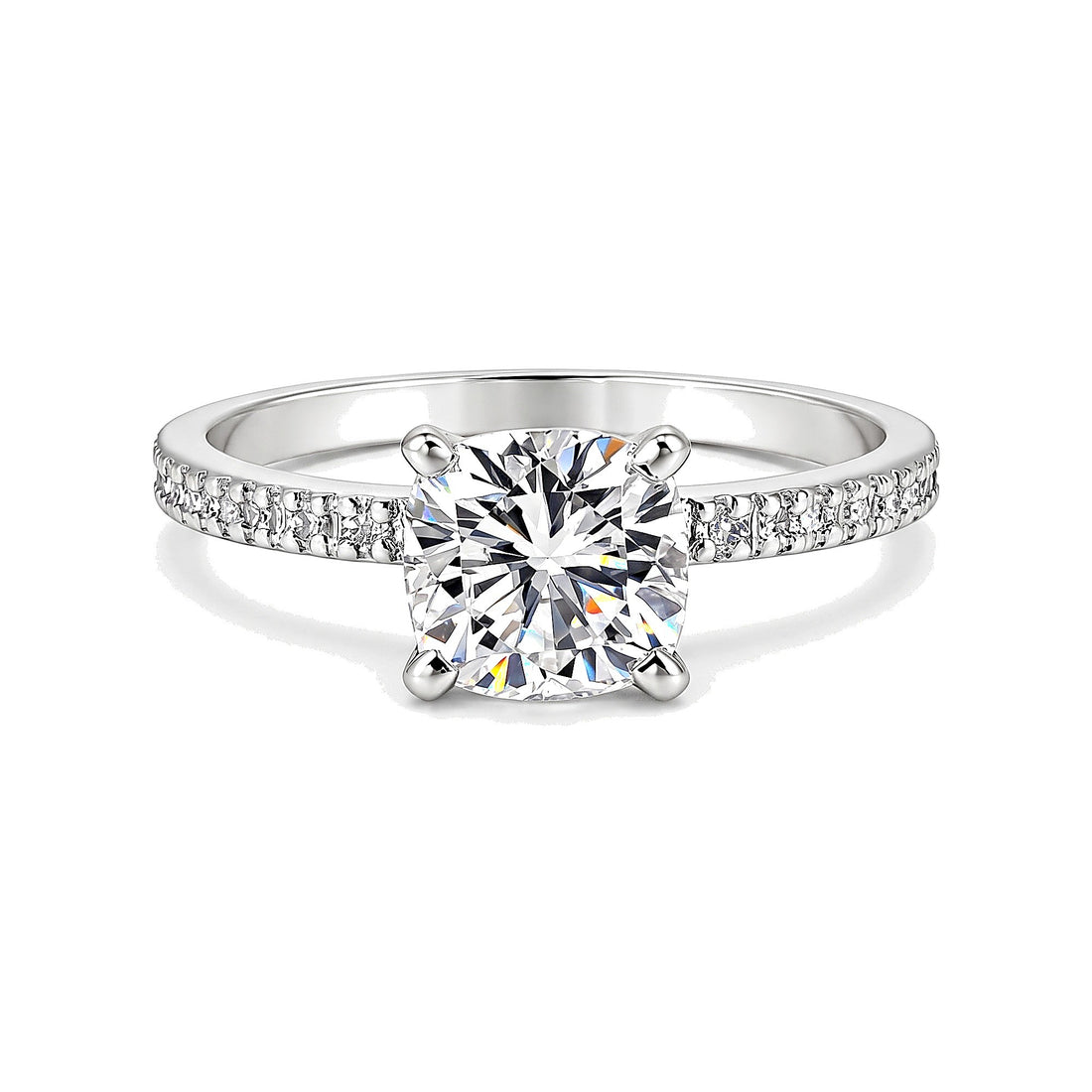 3.20 Ct Cushion Cut Lab Grown Diamond Ring — VS1 Clarity, 18k Gold Vermeil