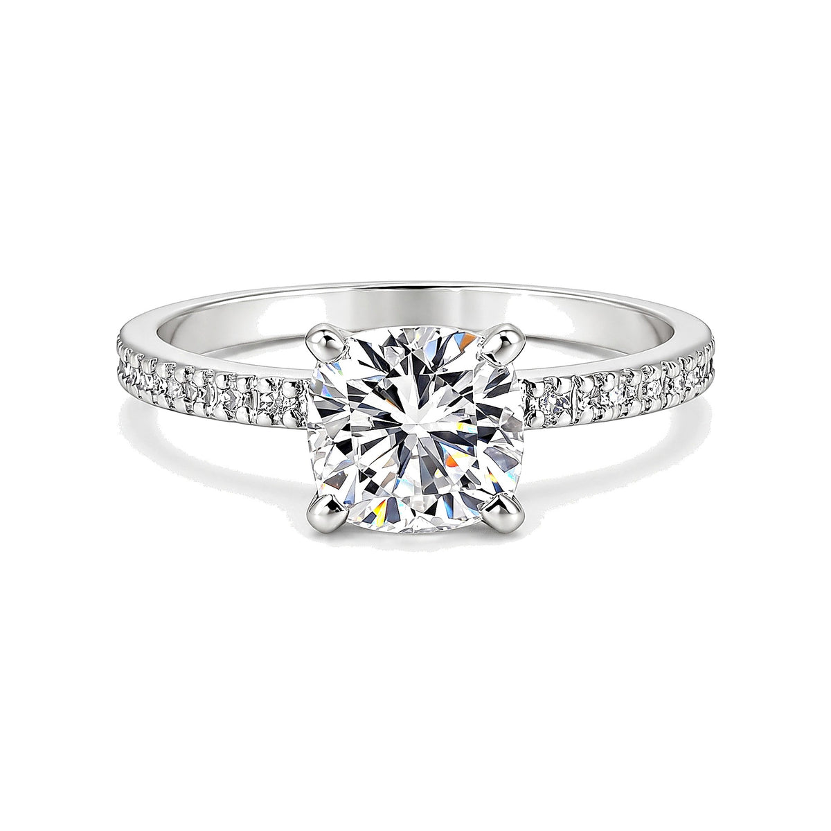 3.20 Ct Cushion Cut Lab Grown Diamond Ring — VS1 Clarity, 18k Gold Vermeil