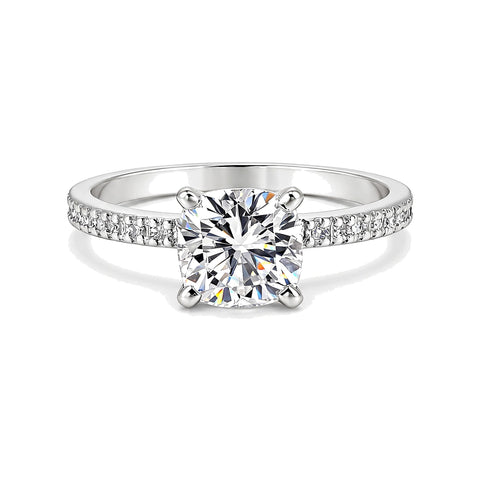 3.20 Ct Cushion Cut Lab Grown Diamond Ring — VS1 Clarity, 18k Gold Vermeil