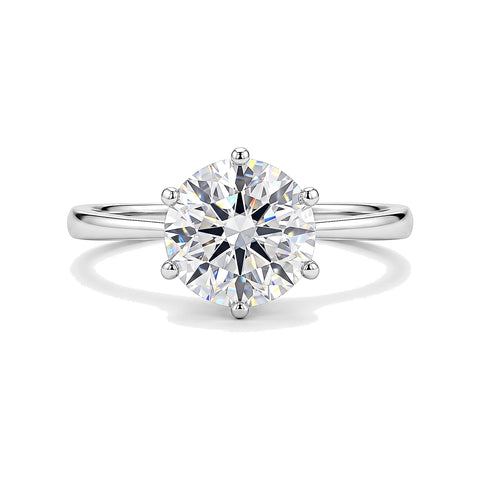 3.21 Ct Round Cut Lab Grown Diamond Ring — VS1 Clarity, 18k Gold Vermeil