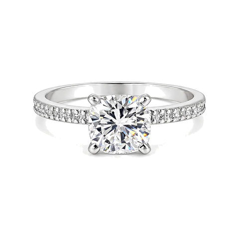 3.30 Ct Cushion Cut Lab Grown Diamond Ring — VS1 Clarity, 18k Gold Vermeil