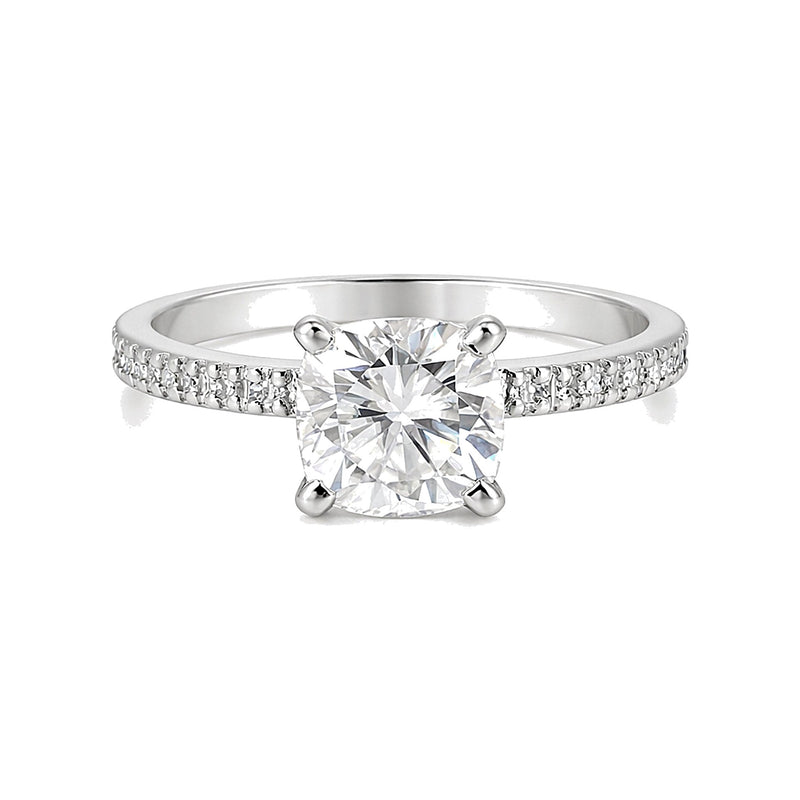 3.30 carat cushion cut lab-grown diamond ring in 18k gold vermeil