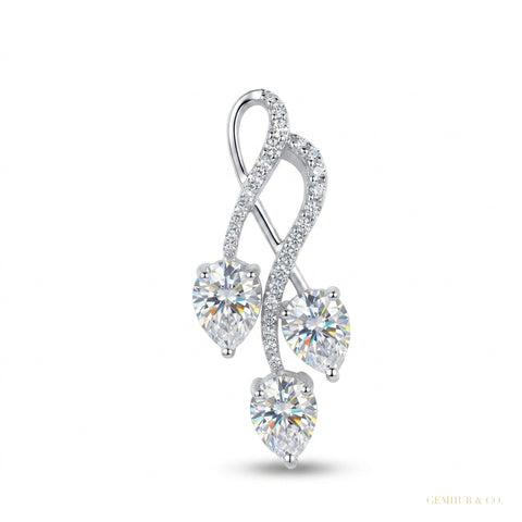 3.35 ct DEW Certified Pear Cut White Moissanite Pendant In Vermeil 925 Silver – white background main image