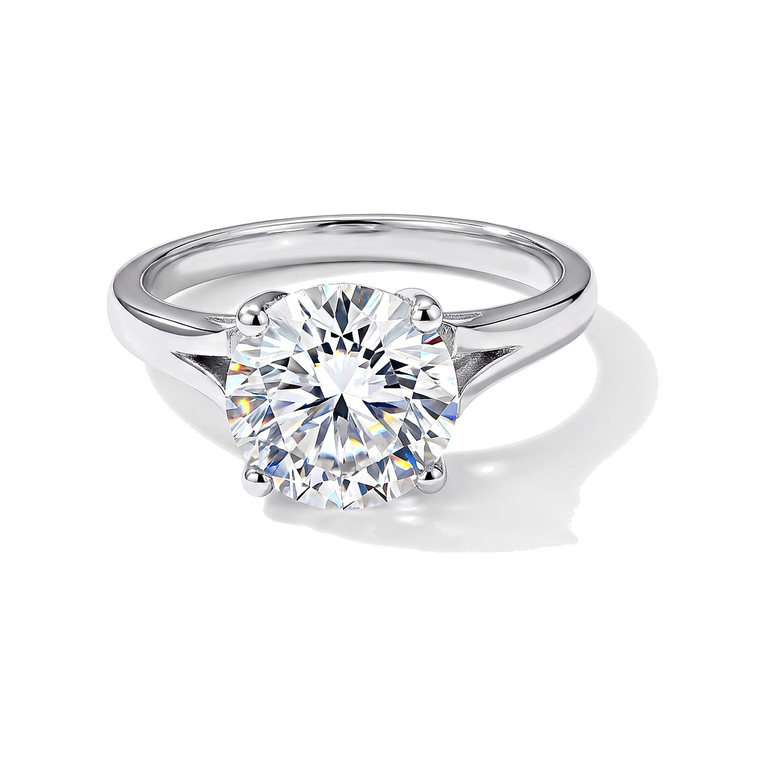 3.40 Ct Round Cut Lab Grown Diamond Ring — VS1 Clarity, 18k Gold Vermeil