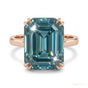 35.20 ct DEW Emerald Cut Blue Moissanite Ring in Solitaire Certified 18K Gold Plated Ve 18K Gold Plated
