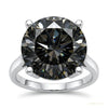 35.90 ct DEW Black Treated Moissanite Ring in White Gold Finish Cert 18K Gold Plated Ve 18K Gold Plated – white background main image