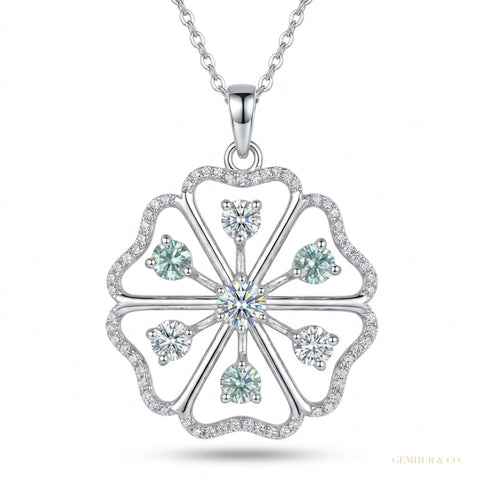 3.5 ct DEW Certified Round Cut Moissanite Solitaire Pendant In Gold Vermeil – white background main image