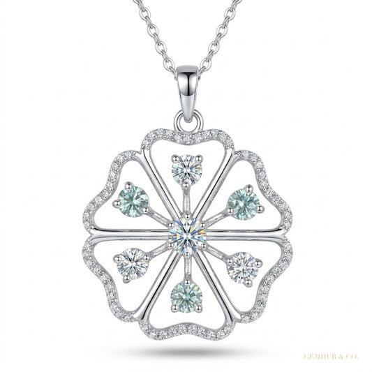 3.5 ct DEW Certified Round Cut Moissanite Solitaire Pendant In Gold Vermeil – white background main image