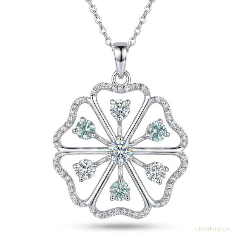 3.5 ct DEW Certified Round Cut Moissanite Solitaire Pendant In Gold Vermeil – white background main image
