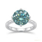3.60ct DEW Blue Moissanite Round Solitaire Ring