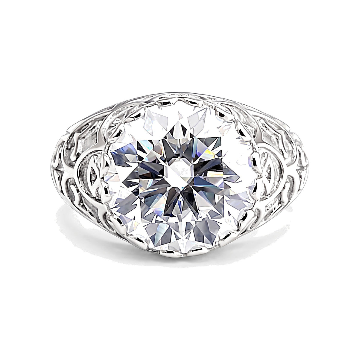 3.60 Ct Round Cut Lab Grown Diamond Ring — VS1 Clarity, 18k Gold Vermeil