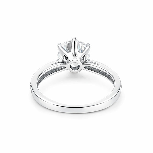 3.20 ct DEW Certified Round Cut White Moissanite Solitaire Ring 18K Gold Plated