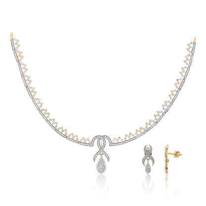 Elegant Diamond Necklace & Earrings Set