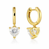 4.70 ct DEW White Moissanite Heart Dangle Earrings Gold Vermeil – Gift for Wife