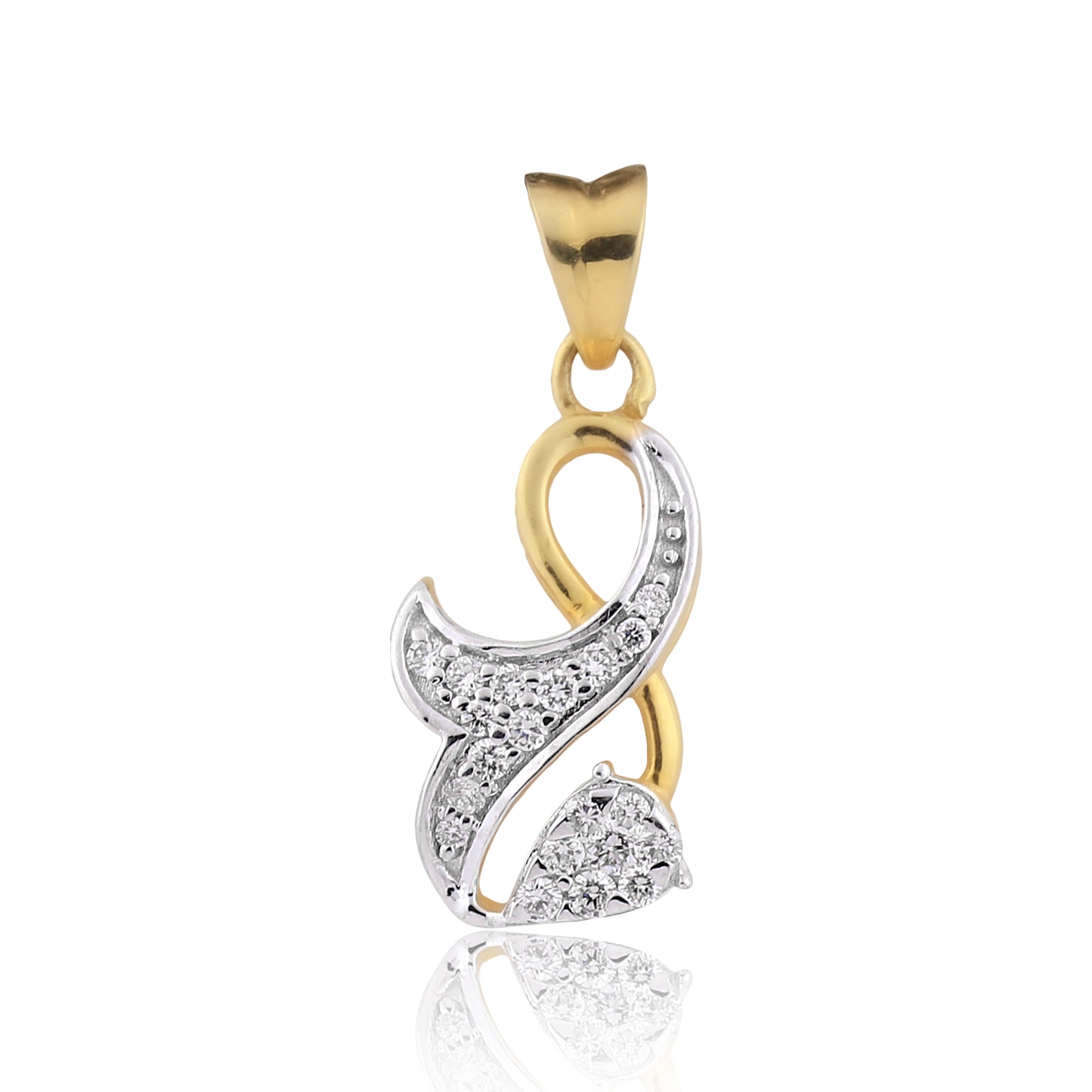 Curvy Leaf Design Diamond Pendant Set