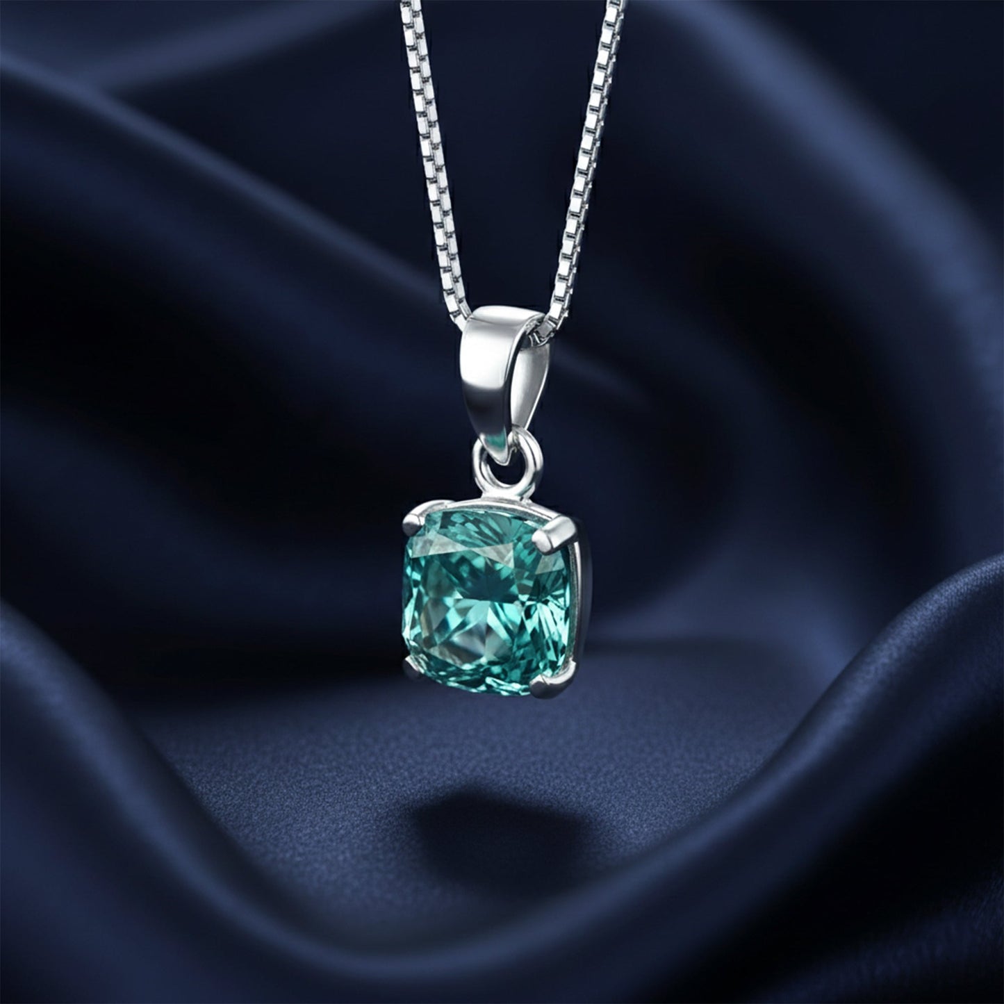 5.50 ct DEW Certified Blue Moissanite Solitaire Pendant in Gold Vermeil Gift