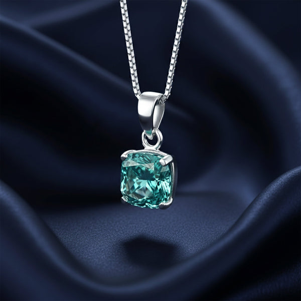 5.50 ct DEW Certified Blue Moissanite Solitaire Pendant in Gold Vermeil Gift