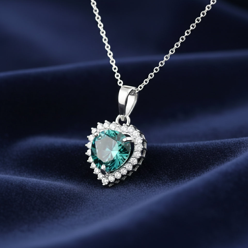 4.85 ct DEW Blue Moissanite Pendant in Gold Vermeil Certified for Holiday Jewellery