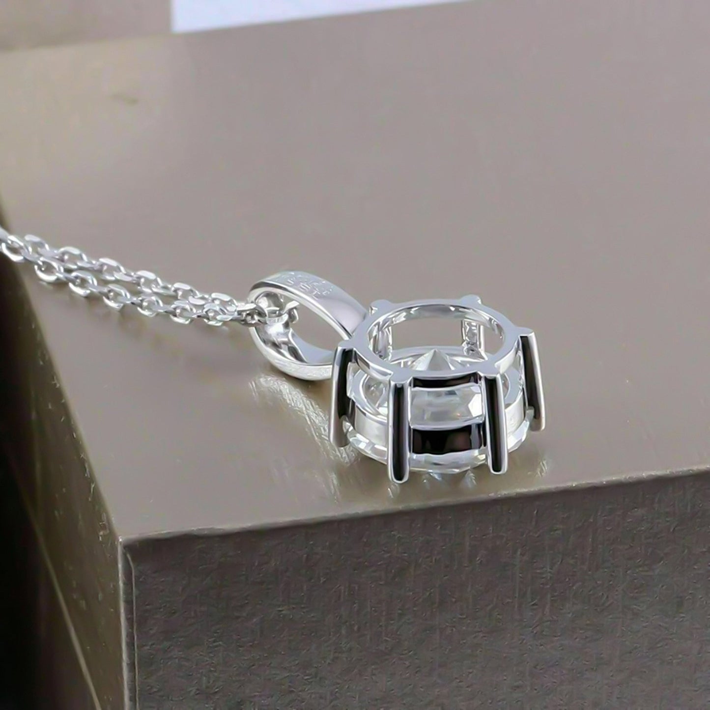 2.60 ct DEW Certified Moissanite Pendant Birthday Gift for Her 18K Gold Plated