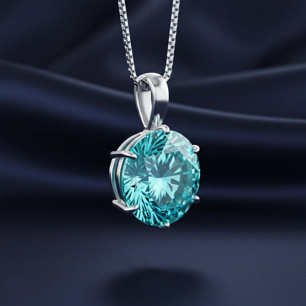 9.30 ct DEW Certified Blue Moissanite Pendant Gold Vermeil Anniversary Jewellery Gift