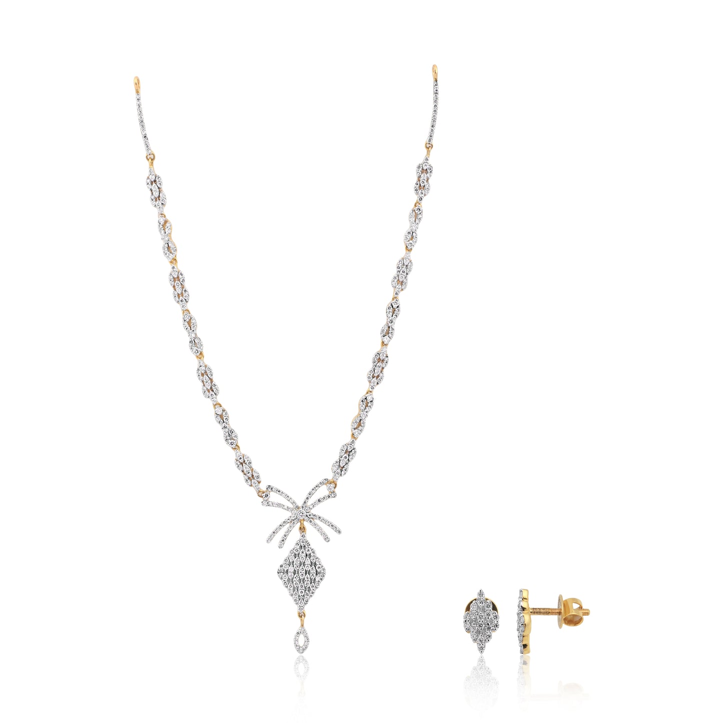 Floral Diamond Necklace and Earring Set