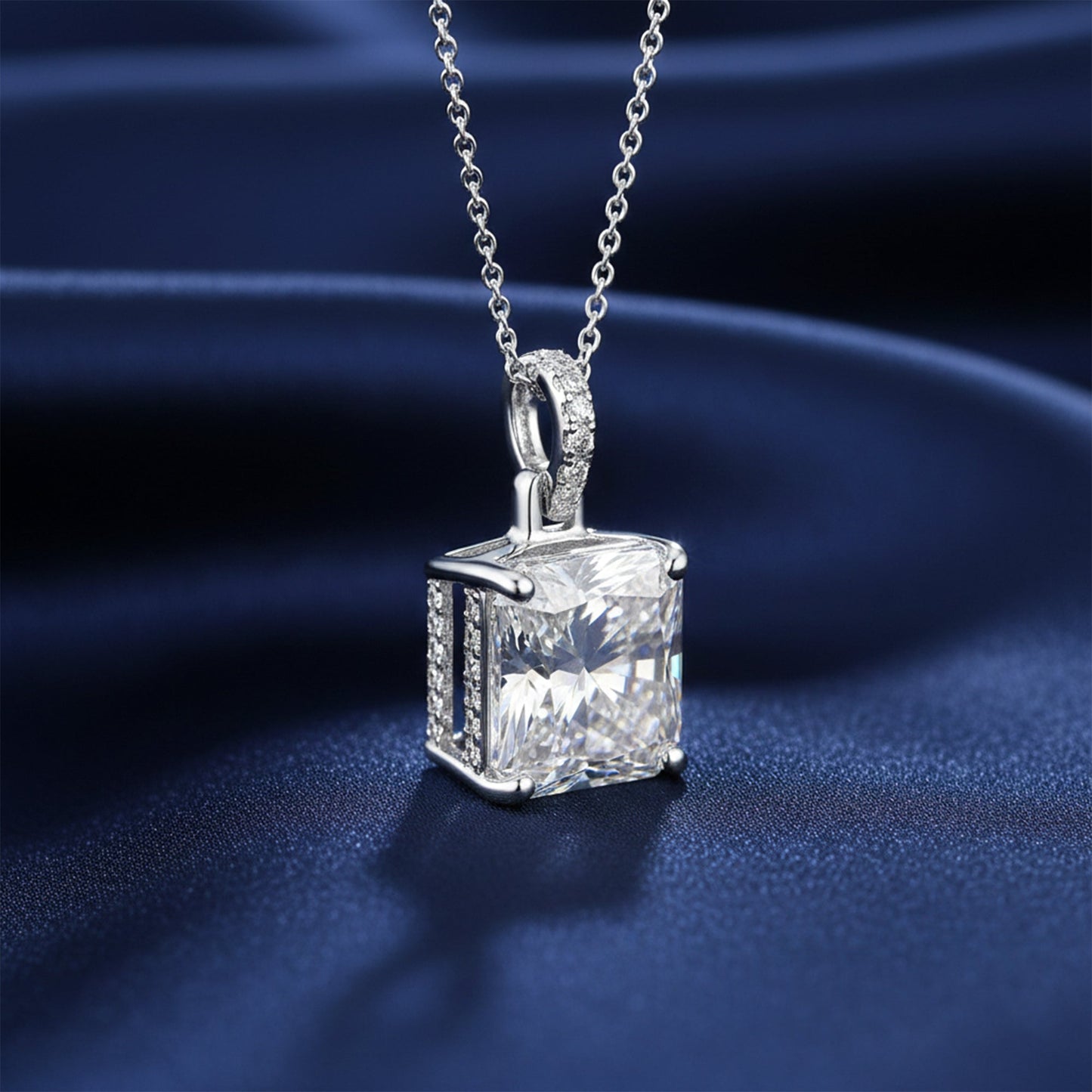 12.50 ct DEW EGL Certified Moissanite Pendant in Gold Vermeil – Back to School Gift
