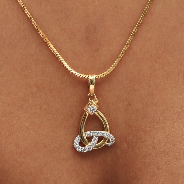 18KT Yellow Gold Pendant And Earrings Set with 0.60 Ct. Diamonds IGI Certified