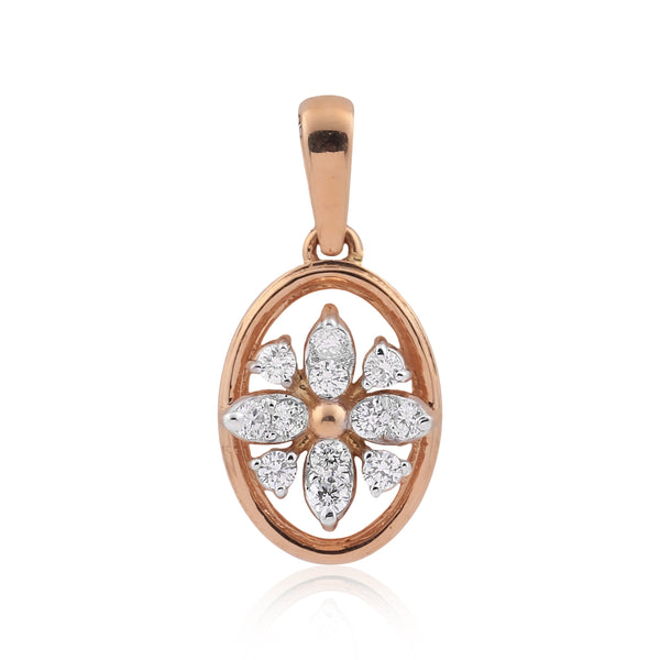 0.58 Ct.18KT Rose Gold Pendant And Earrings Set with  Natural Diamonds, IGI Cert