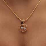 18KT 0.24 Ct. Natural Diamond Pendant And Earrings in Yellow Gold