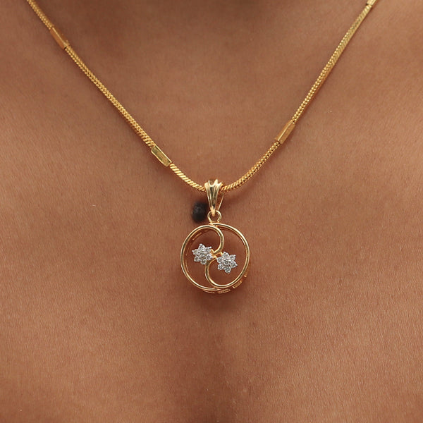 18KT 0.24 Ct. Natural Diamond Pendant And Earrings in  Yellow Gold