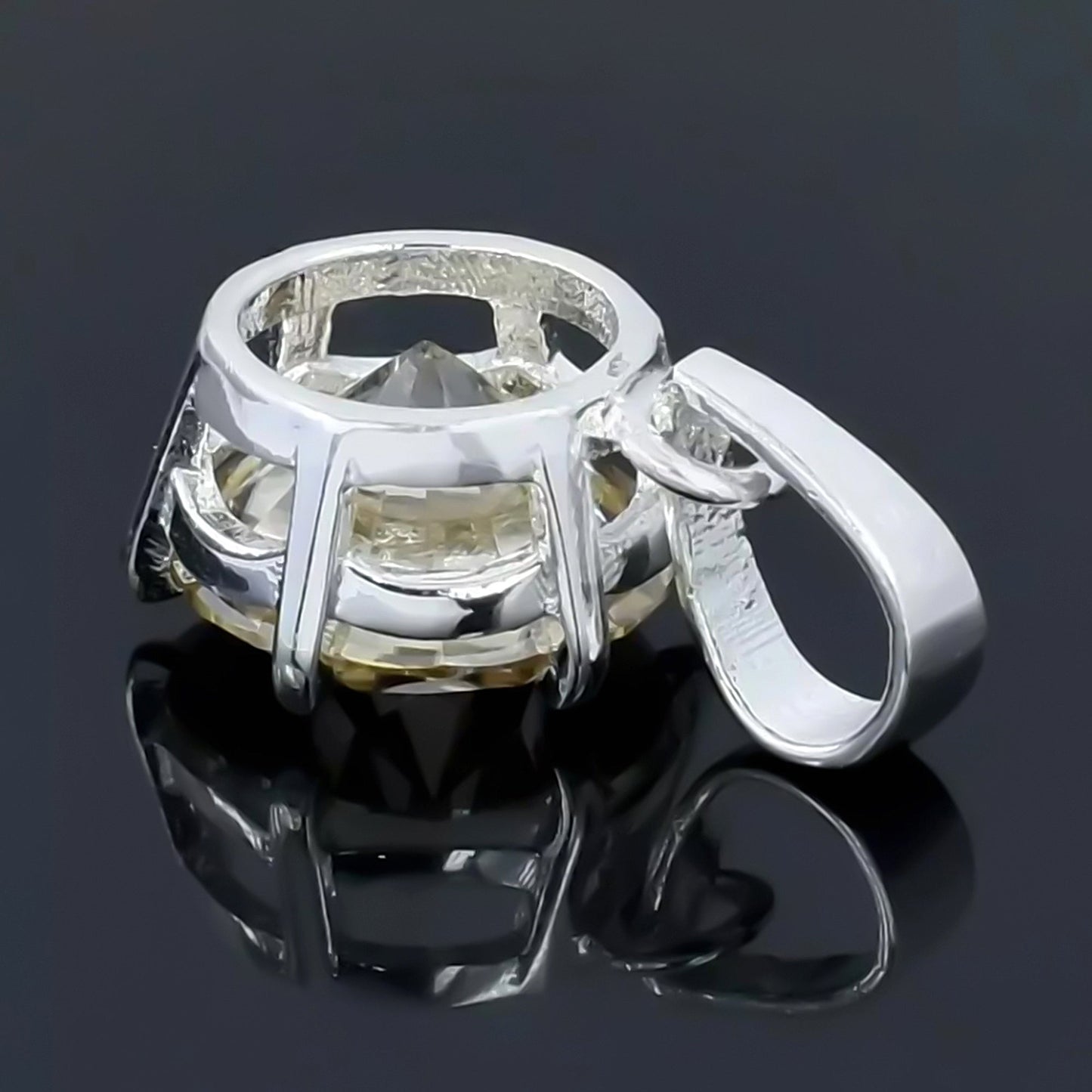 6.20 ct DEW Champagne Moissanite Pendant in Gold Vermeil Certified for Her Gift