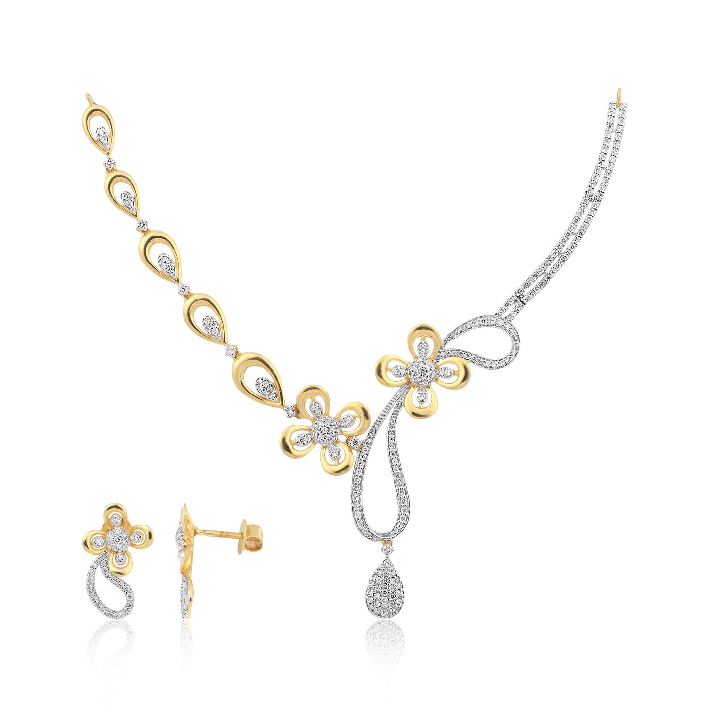 Exquisite Diamond Necklace & Earrings Set