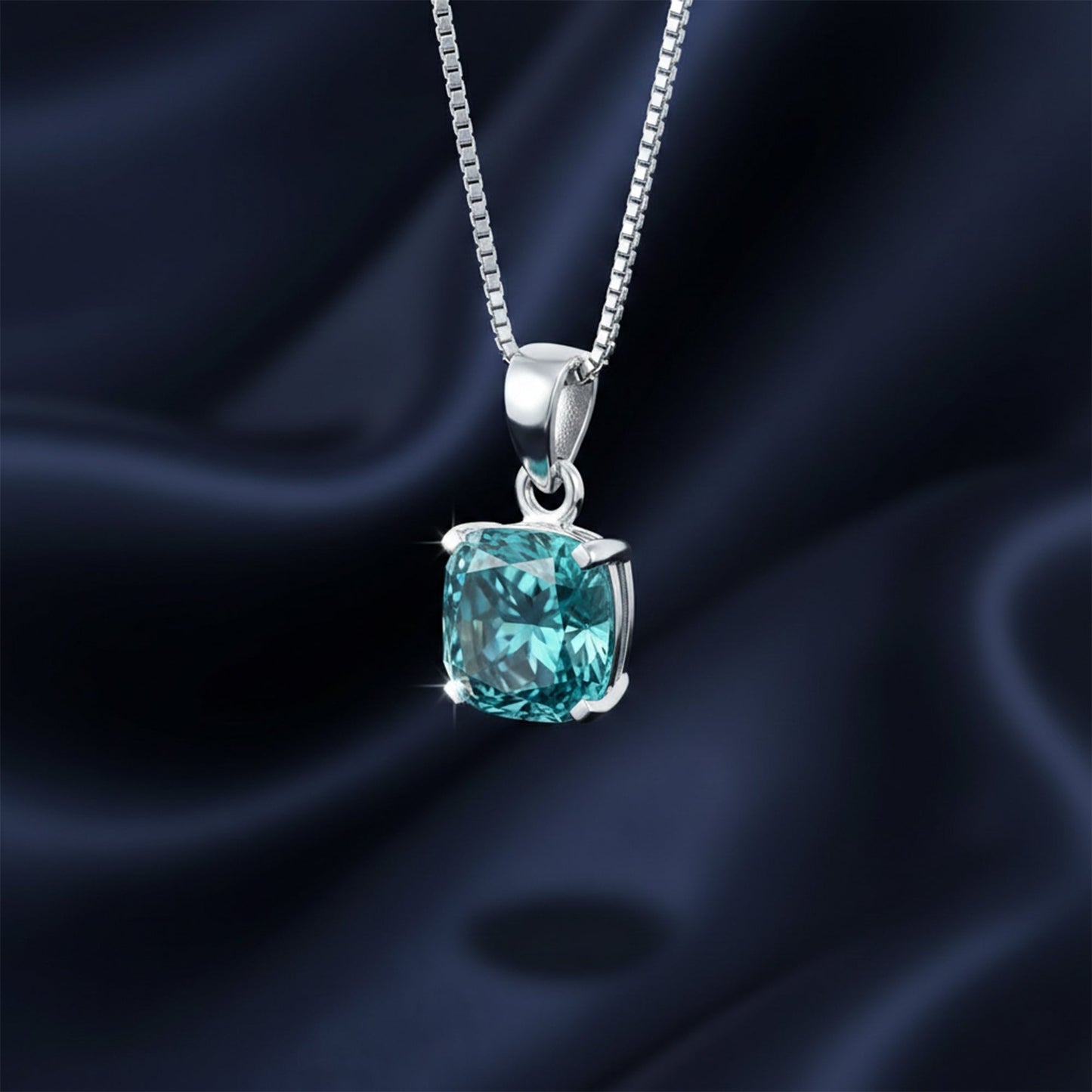 5.50 ct DEW Blue Moissanite Pendant in Gold Vermeil Certified Gift