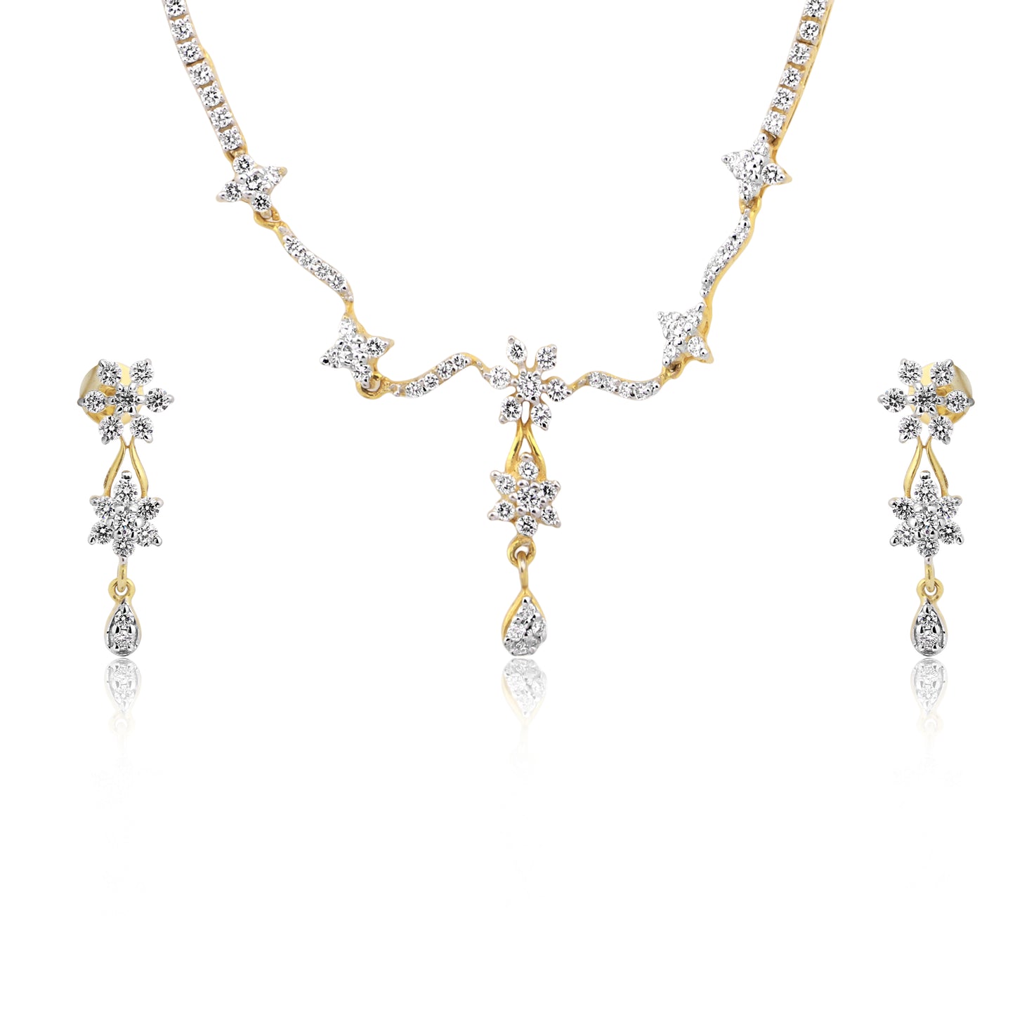 Elegant Diamond Necklace and Earring Set