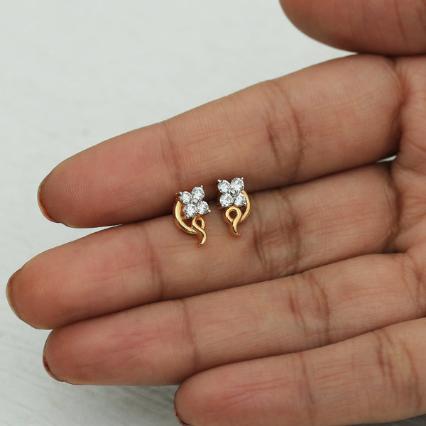 0.44 Ct. Natural Diamond Stud Earrings in 18K Yellow Gold IGI Certified