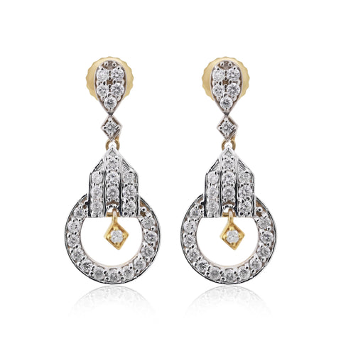 1.05 Ct. IGI Certified Natural Diamond  Dangle Earrings in 18K Yellow Gold