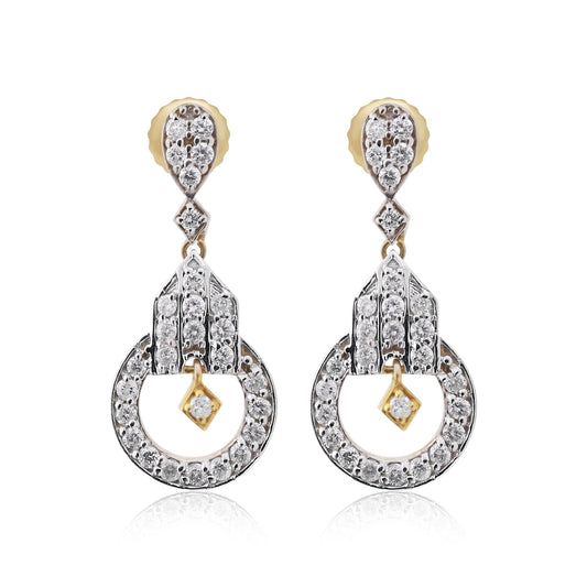 1.05 Ct. IGI Certified Natural Diamond  Dangle Earrings in 18K Yellow Gold
