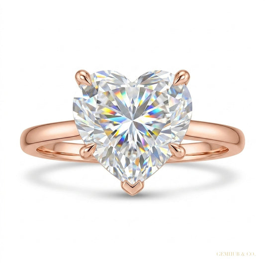 4.00 ct DEW Certified Heart Cut Solitaire White Moissanite In Ring 18K Gold Plated Verm 18K Gold Plated – white background main image