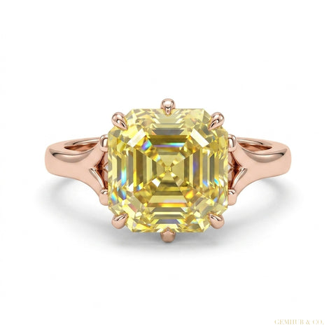 4.00 ct DEW Champagne Treated Moissanite Ring in – Certified Beauty 18K Gold Plated Ver 18K Gold Plated – white background main image