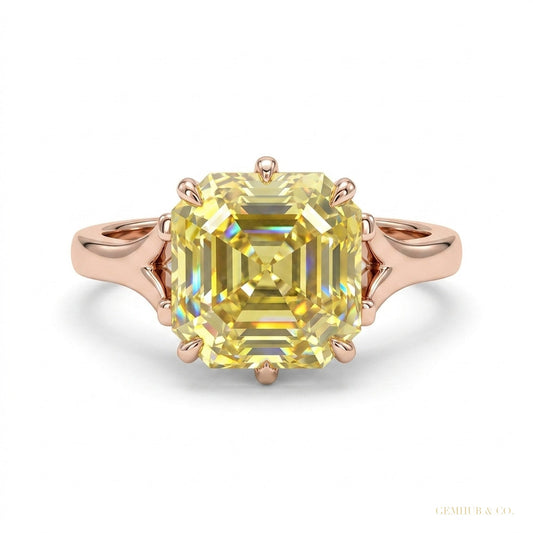 4.00 ct DEW Champagne Treated Moissanite Ring in – Certified Beauty 18K Gold Plated Ver 18K Gold Plated – white background main image