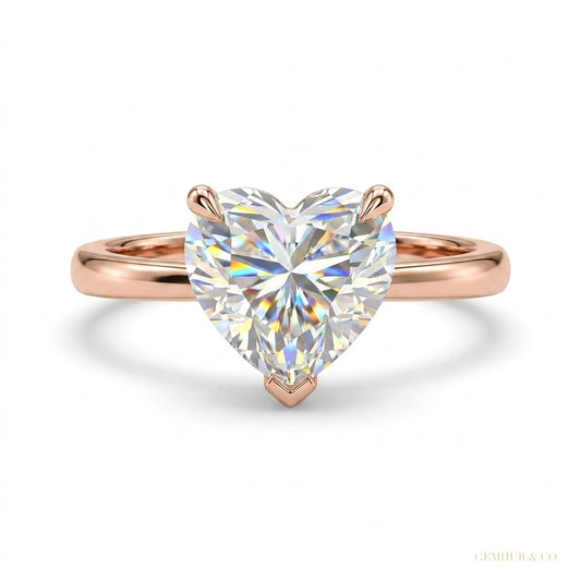 4.00 ct DEW Heart Cut White Moissanite Ring Romantic Gift for Her 18K Gold Plated Verme 18K Gold Plated – white background main image