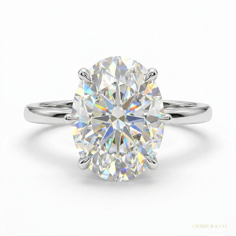 4.10 ct DEW Certified Radiant Cut White Solitaire Moissanite Ring 18K Gold Plated Verme 18K Gold Plated – white background main image