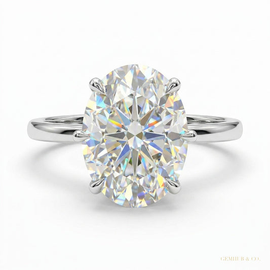 4.10 ct DEW Certified Radiant Cut White Solitaire Moissanite Ring 18K Gold Plated Verme 18K Gold Plated – white background main image